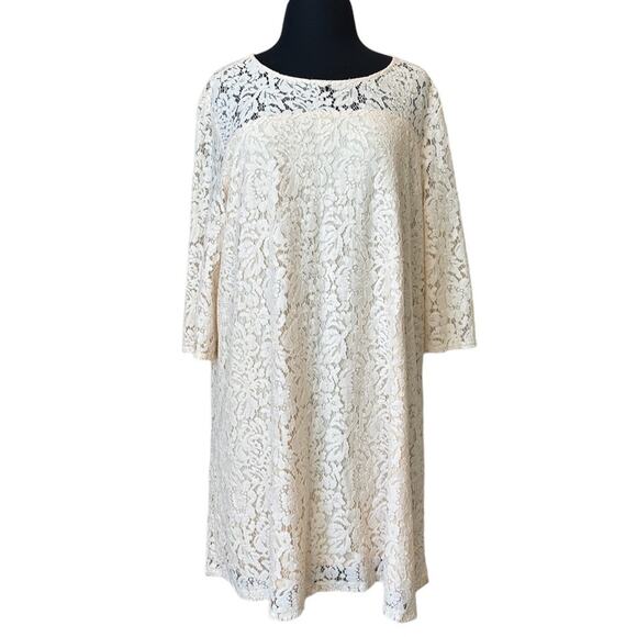 Wrangler Western Style Lace Layered Mini Dress NEW Cream Sz XXL Cowgirl Neutral - Picture 1 of 12